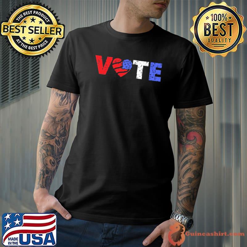 Vote America flag Trump 2024 love heart shirt