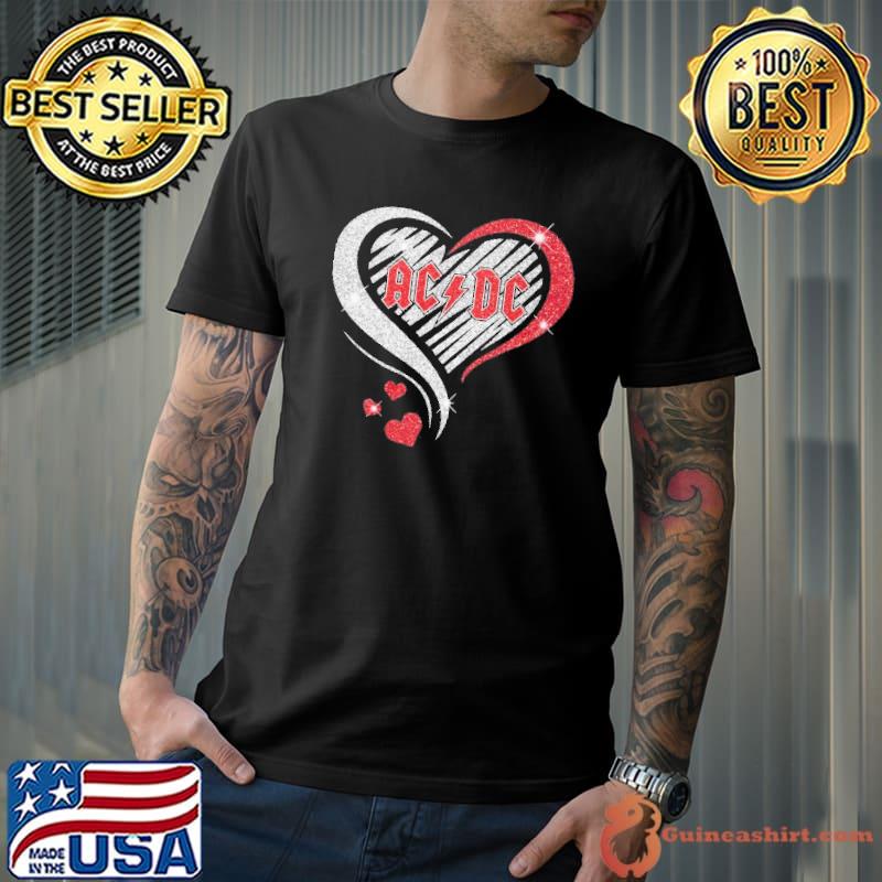 AC DC band heart love diamond shirt