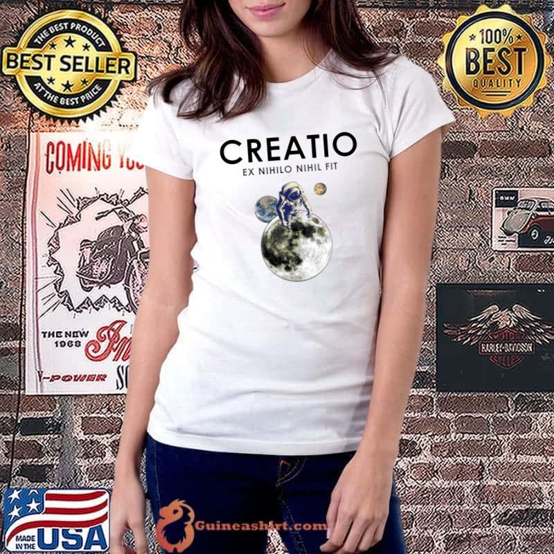 Creationist Astronaut Latin Quote Moon T-Shirt