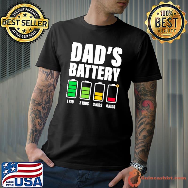 Dad Of 4 Kids Low Battery Father’s Day Colors T-Shirt