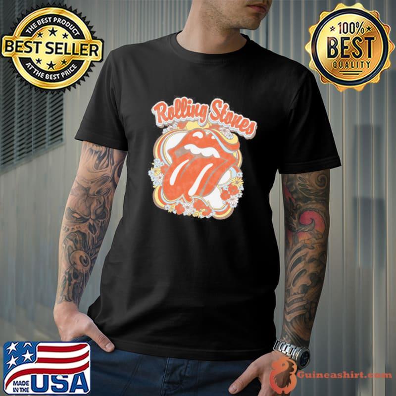 Flowers Tongue Rolling Stones shirt