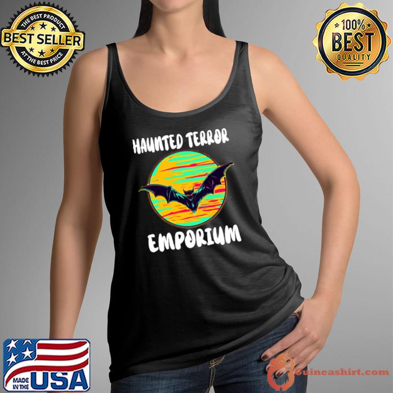 Halloween Bat Moon Haunted Terror Emporium Apparel Watercolors T-Shirt