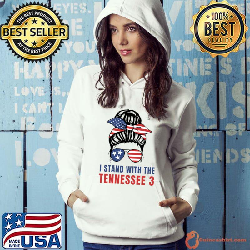 I Stand With The Tennessee-3 Messy Bun American Flag T-Shirt Hoodie