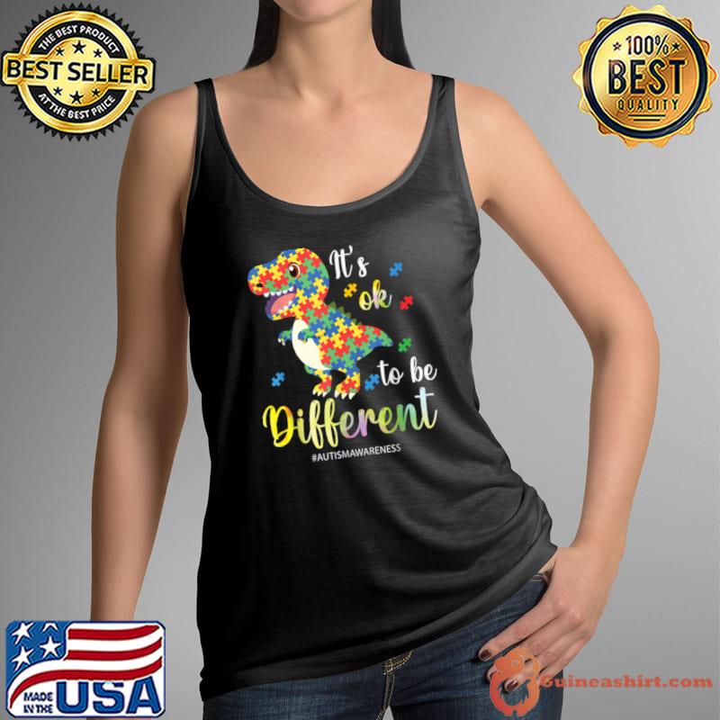 It's Ok To Be Different T-Rex Autism Awareness Colors T-Shirt