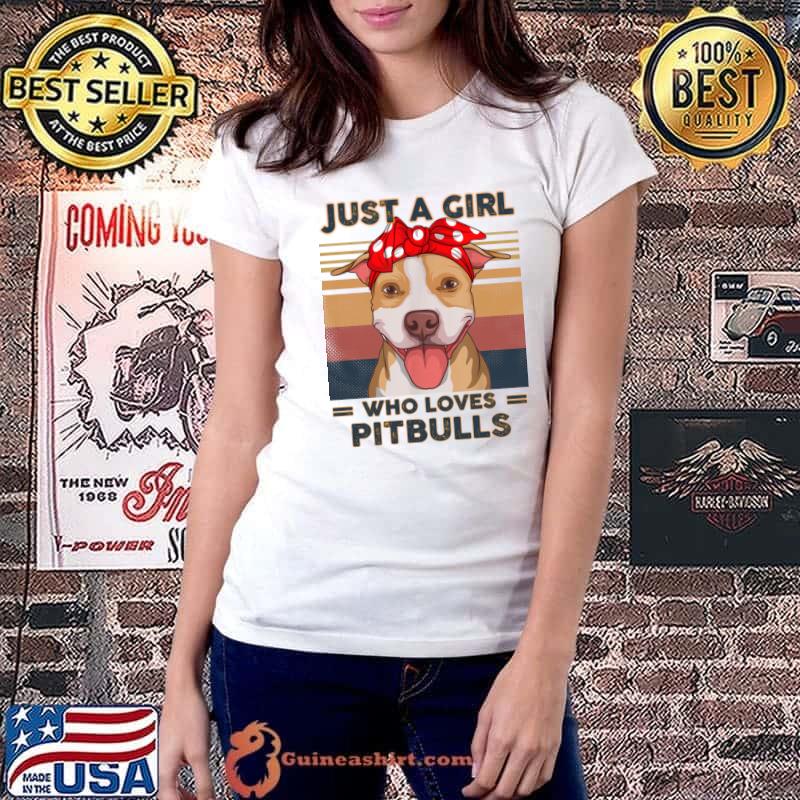 Just a girl who loves pitbulls wear ribbon red vintage T-Shirt