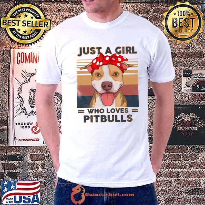 Just a girl who loves pitbulls wear ribbon red vintage T-Shirt Unisex