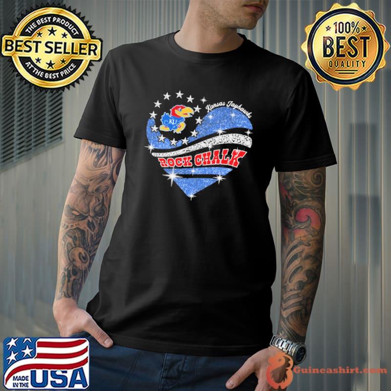 Kansas Jayhawks Rock chalk diamond heart shirt