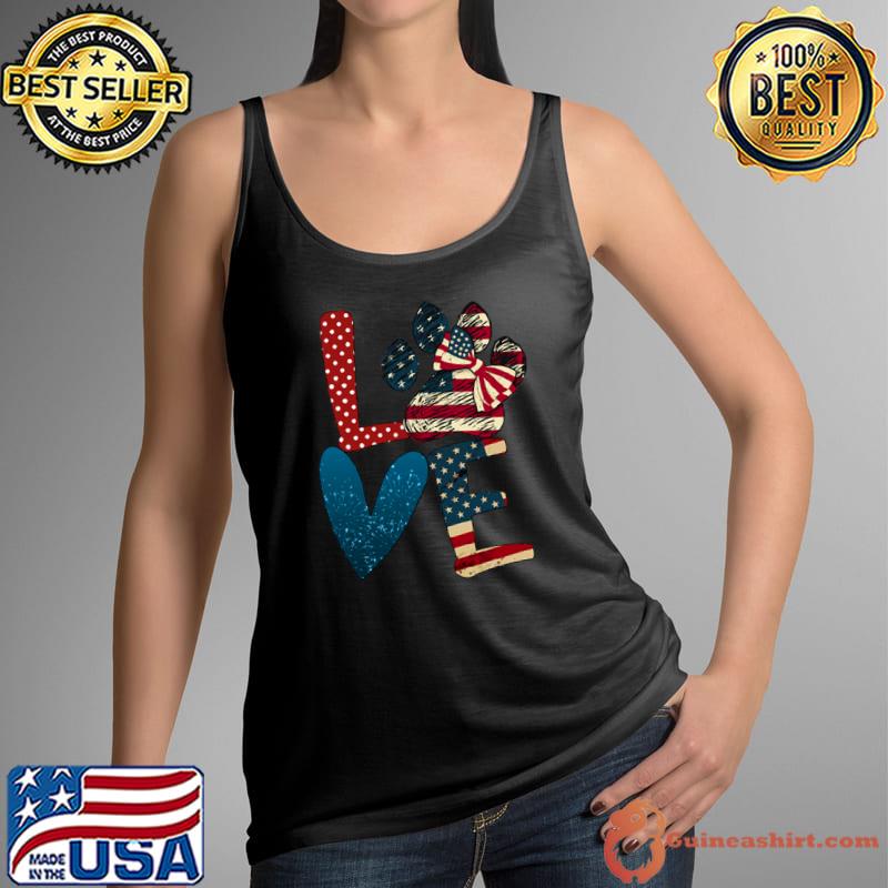 Love American Dog Mom Matching Family Fourth 4th Of July American T-Shirt
