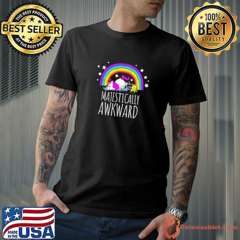 Majestically Awkward Unicorn Socially Awkward Rainbow Stars T-Shirt