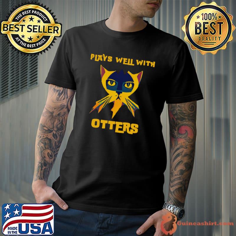 Plays Well With Otters Cats Retro T-Shirt