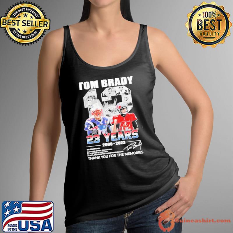 12 Tom Brady 2000 2023 thank you for the memories signatures shirt, hoodie,  sweater, long sleeve and tank top