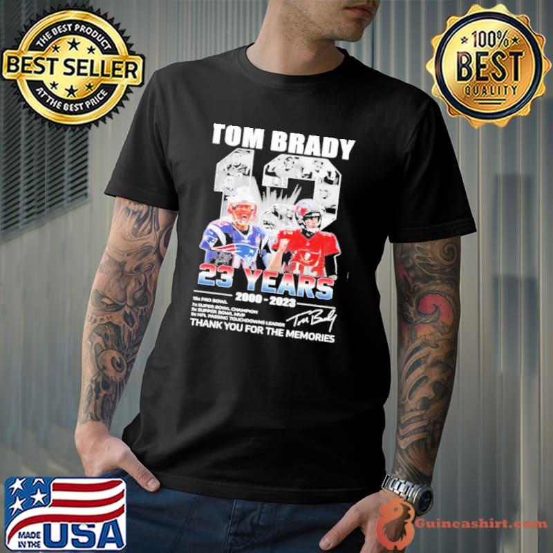 Tom Brady 2000-2023 thank you for the memories signature logo shirt,  hoodie, sweater, long sleeve and tank top