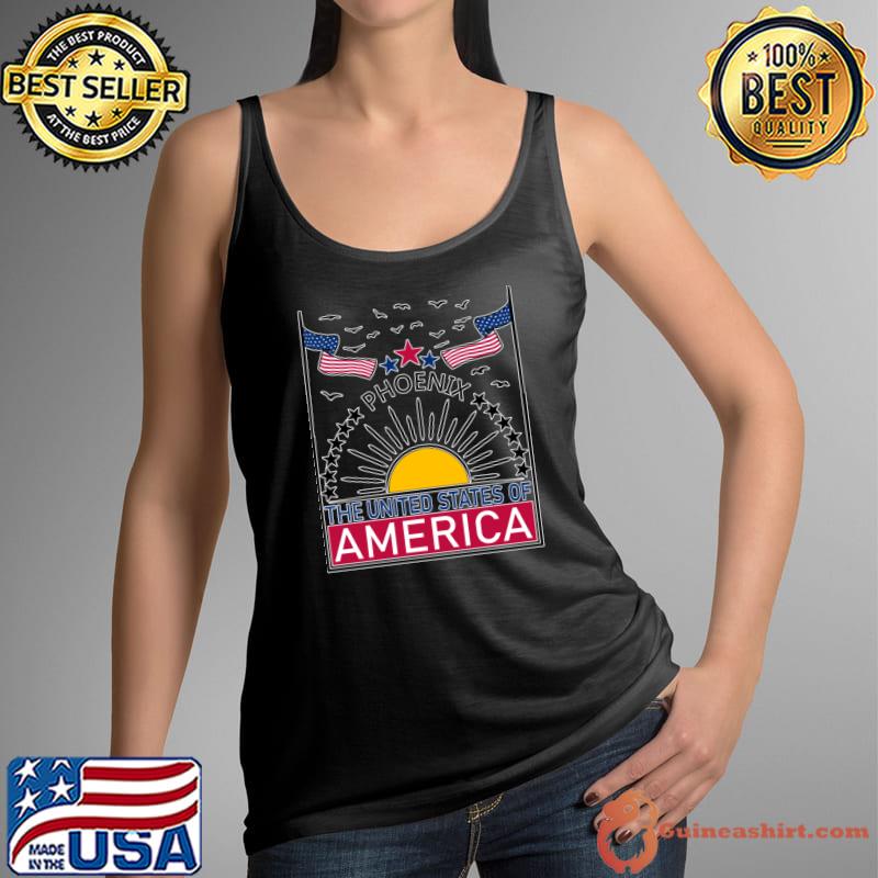 United States Of America Phoenix Sunrise Symbol Flags Stars T-Shirt