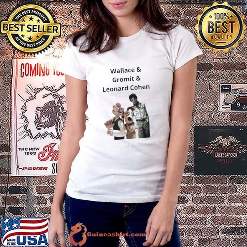 Wallace and gromit and Leonard cohen shirt