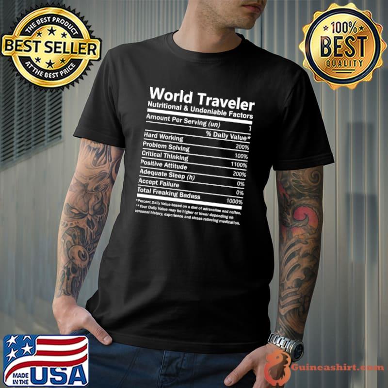 World Traveler Nutritional Factors Hard Working Critical Thinking T-Shirt
