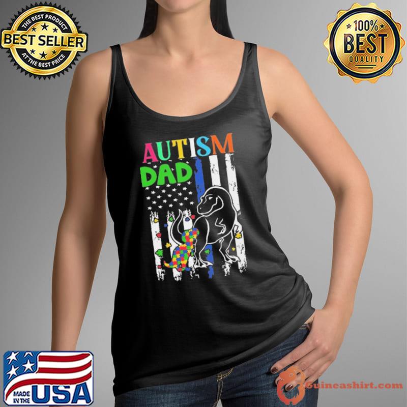 Autism Dad Dragon American Flag Autism Awareness Shirt Tank Top