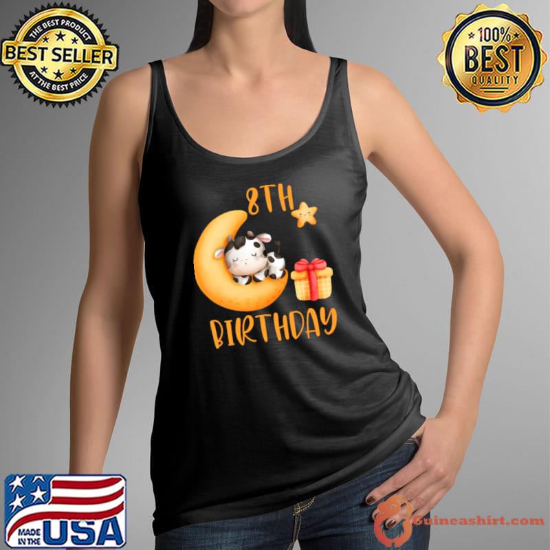 Baby cow 8th birthday moon gift T-Shirt
