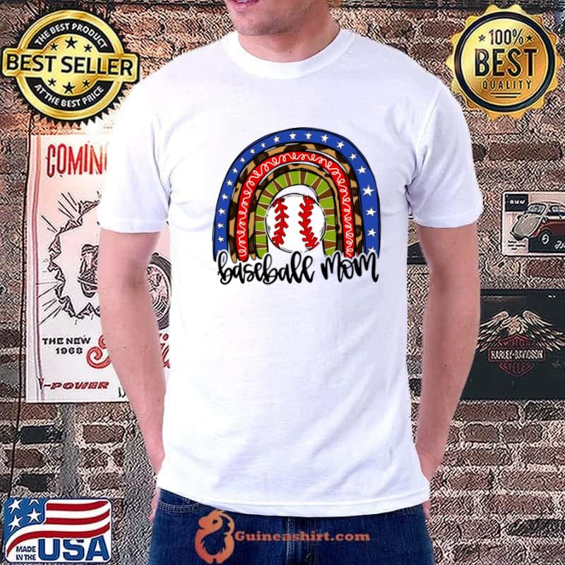 Baseball Mom Rainbow Leopard Stars Baseball Mama T-Shirt