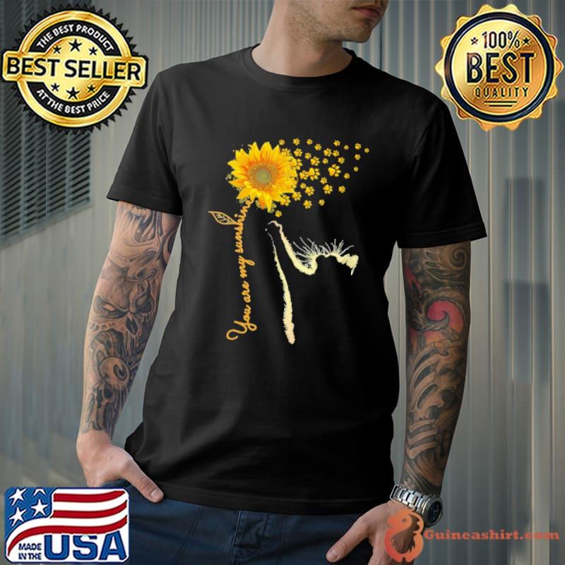 Cat you are my sunshine sunflower paw shirt