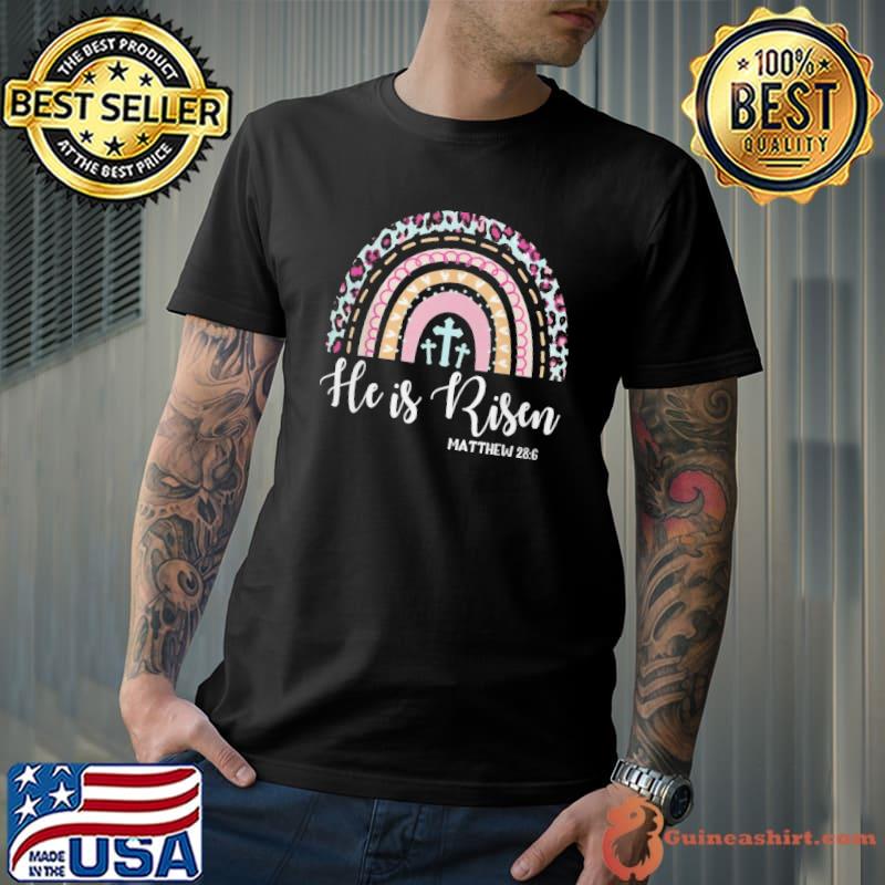 He Is Risen Rainbow Leopard Happy Easter Day Christian Jesus shirt