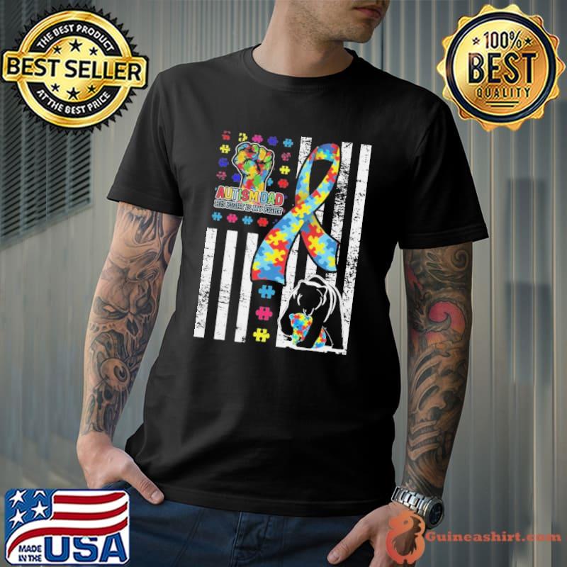His Fight Is My Fight Autism Dad American Flag Autism Awareness Shirt