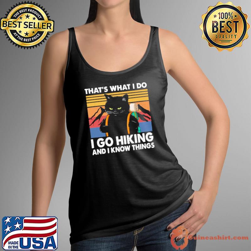 I Go Hiking And I Know Things Black Cat vintage s Tank Top