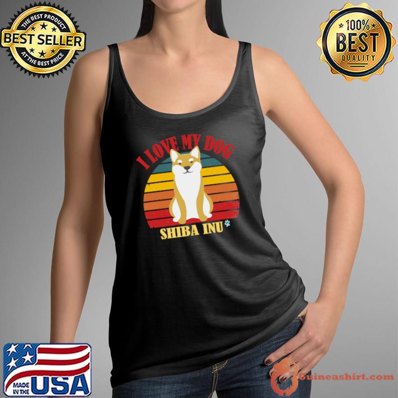I love my dog shiba inu vintage sunset T-Shirt