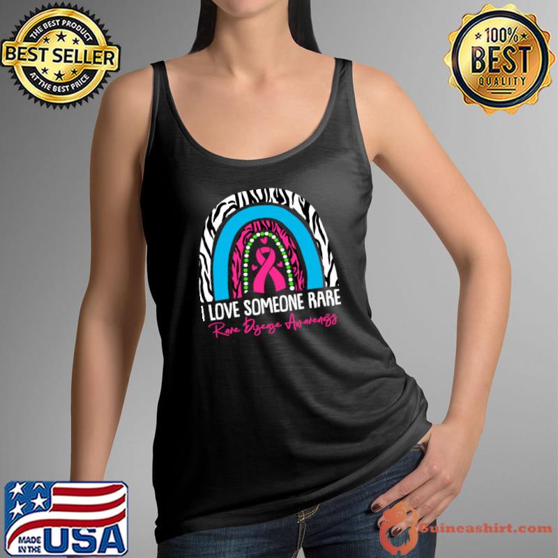I Love Someone Rare Disease Awareness Zebra Ribbon Rainbow T-Shirt