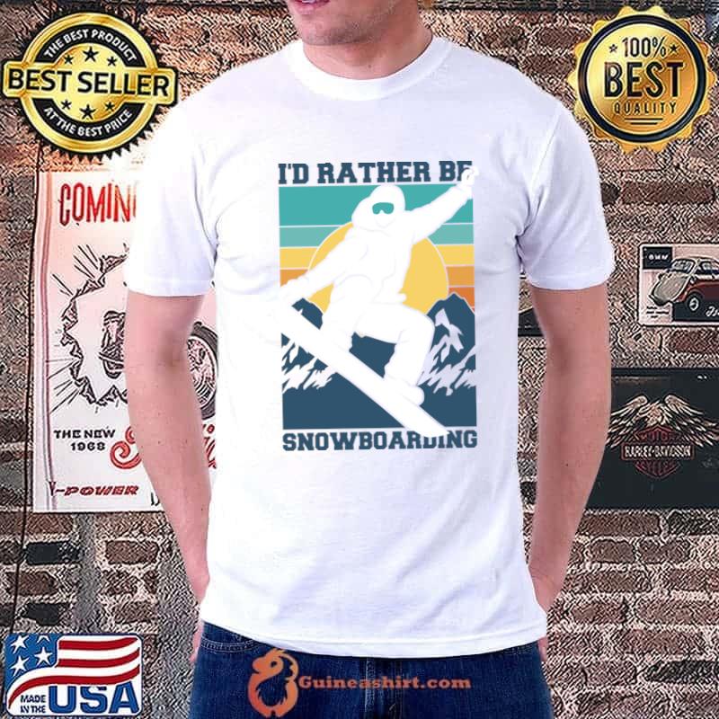 I'd Rather Be Snowboarding Chasing Sunset A Snowboarder's Mountain Vintage T-Shirt Unisex