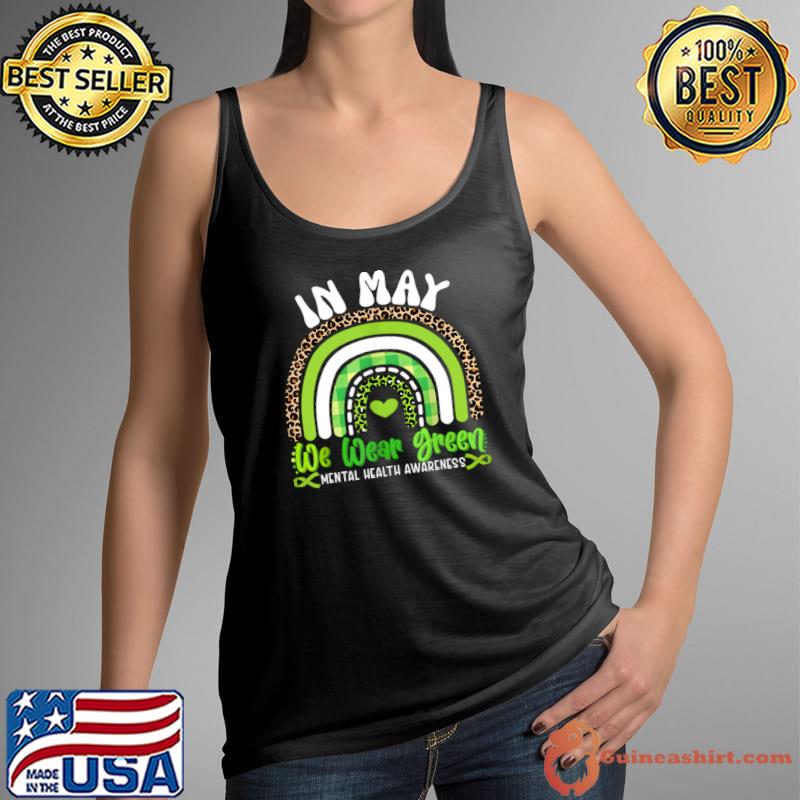 In May We Wear Green Mental Health Awareness Rainbow Leopard T-Shirt