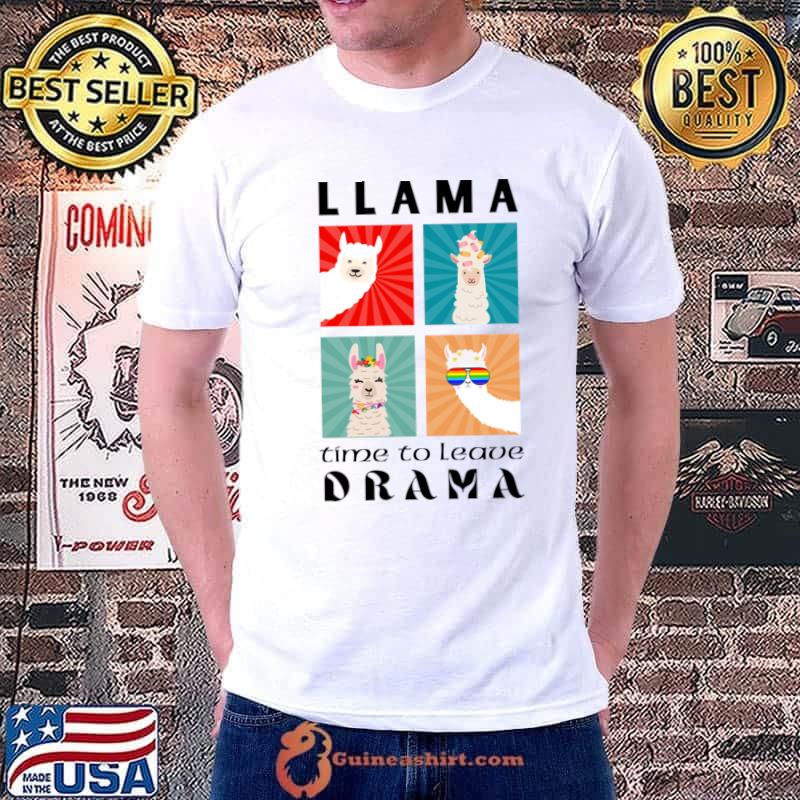 Llama Time to Leave Drama Sunglasses Lgbt T-Shirt Unisex
