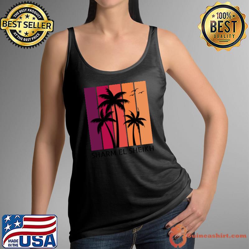 Sharm El Sheikh Vintage Sunset Palms Tree Birds T-Shirt