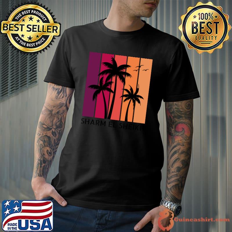 Sharm El Sheikh Vintage Sunset Palms Tree Birds T-Shirt Unisex