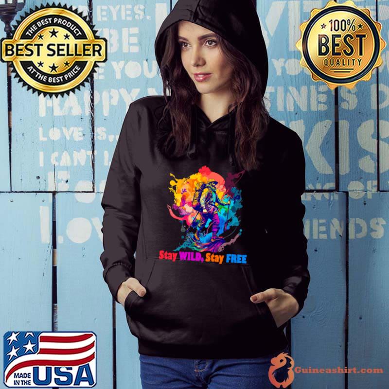 Stay Wild Stay Free Hiking Camping Watercolor T-Shirt Hoodie