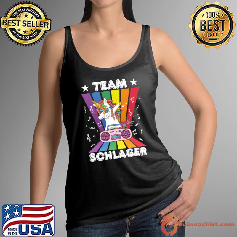 Team Schlager Unicorn Dabbing Lgbt Folk Music Party Festival T-Shirt
