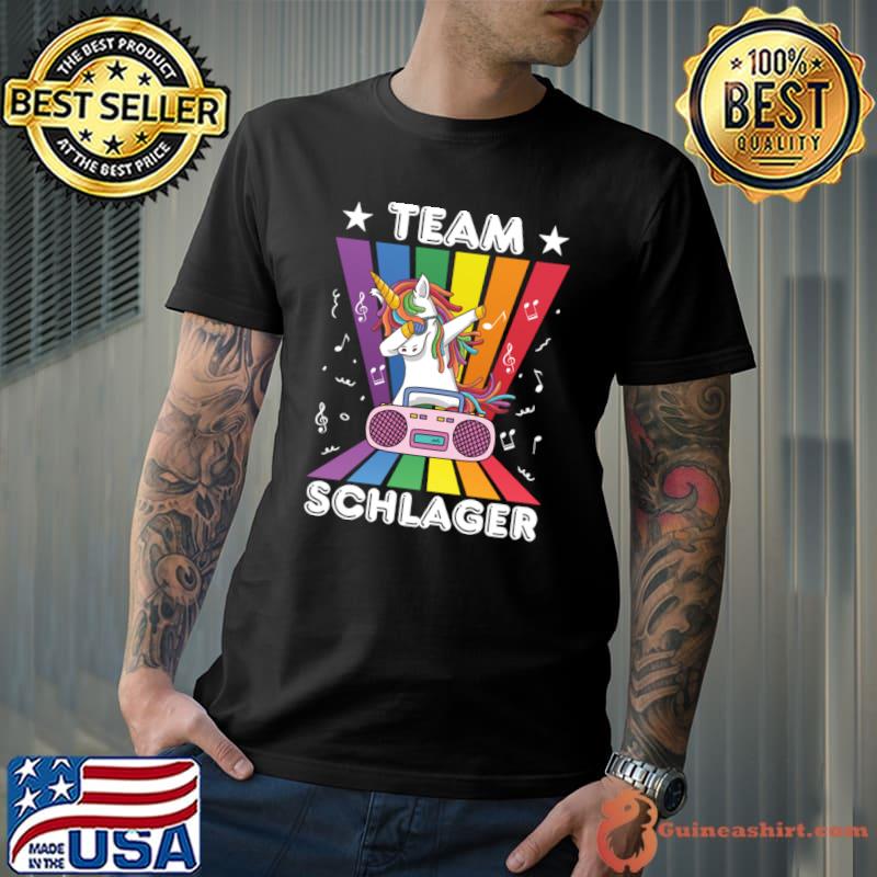Team Schlager Unicorn Dabbing Lgbt Folk Music Party Festival T-Shirt Unisex