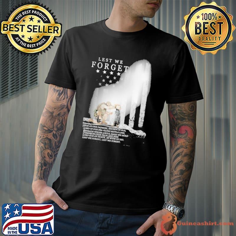 Veteran Lest We Forget American Flag quote god of our fathers shirt