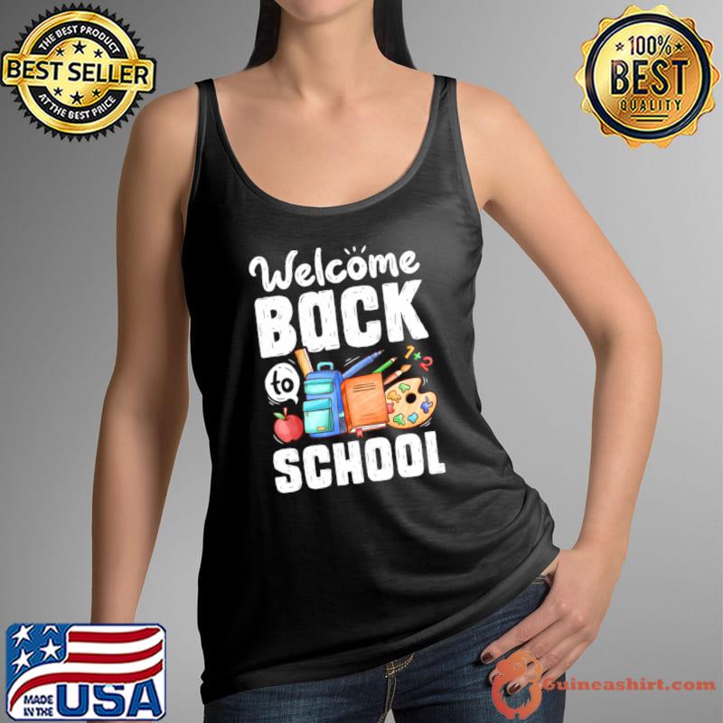 Welcome Back To School Bag Book Paint Art T-Shirt