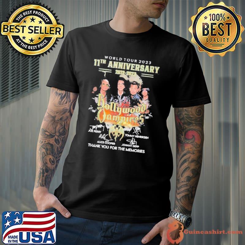 World tour 2023 11th anniversary 2012-2023 Hollywood Vampires thank you for the memories signatures shirt