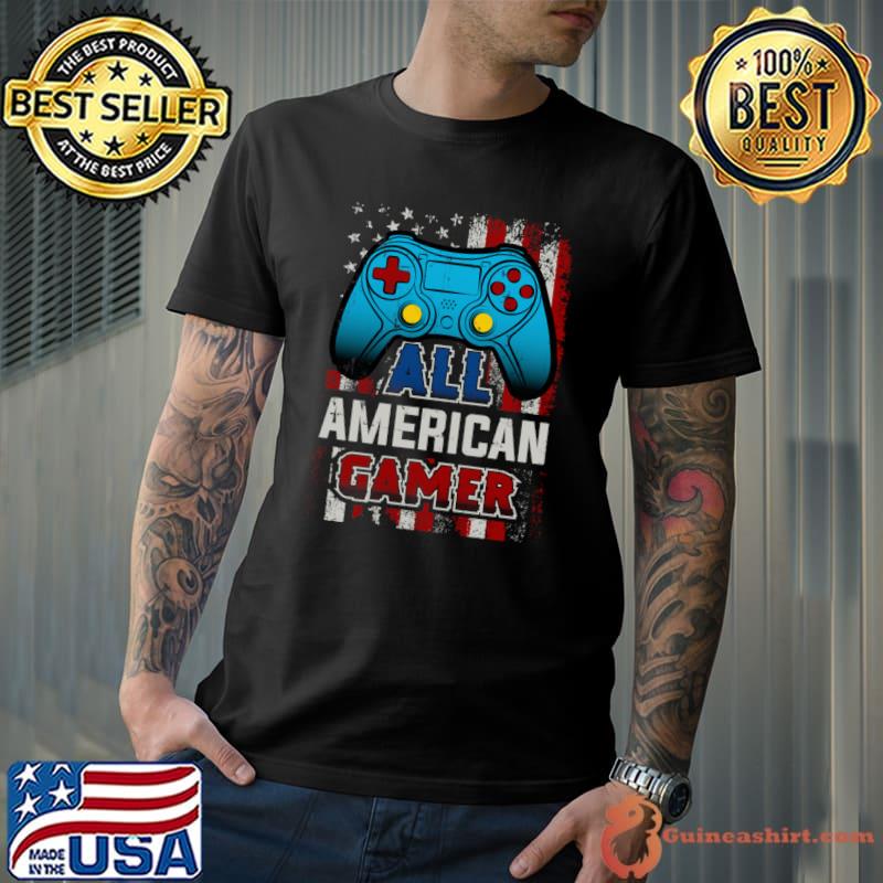 All American Gamer Video Game Usa Flag T-Shirt