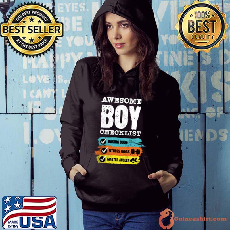 Awesome boy checklist baking dude fitness freak master angler retro T-Shirt Hoodie