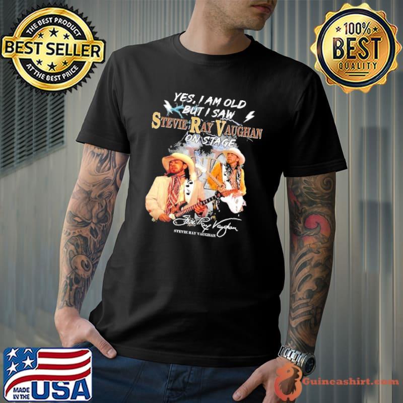 Awesome yes i am old but saw Steven Ray Vaughan on stage signature shirt