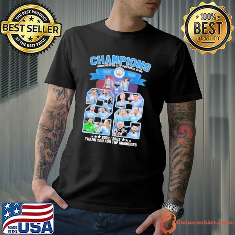 Champions Manchester City Football Club 2022-2023 Thank You For The Memories 22 Signatures Shirt