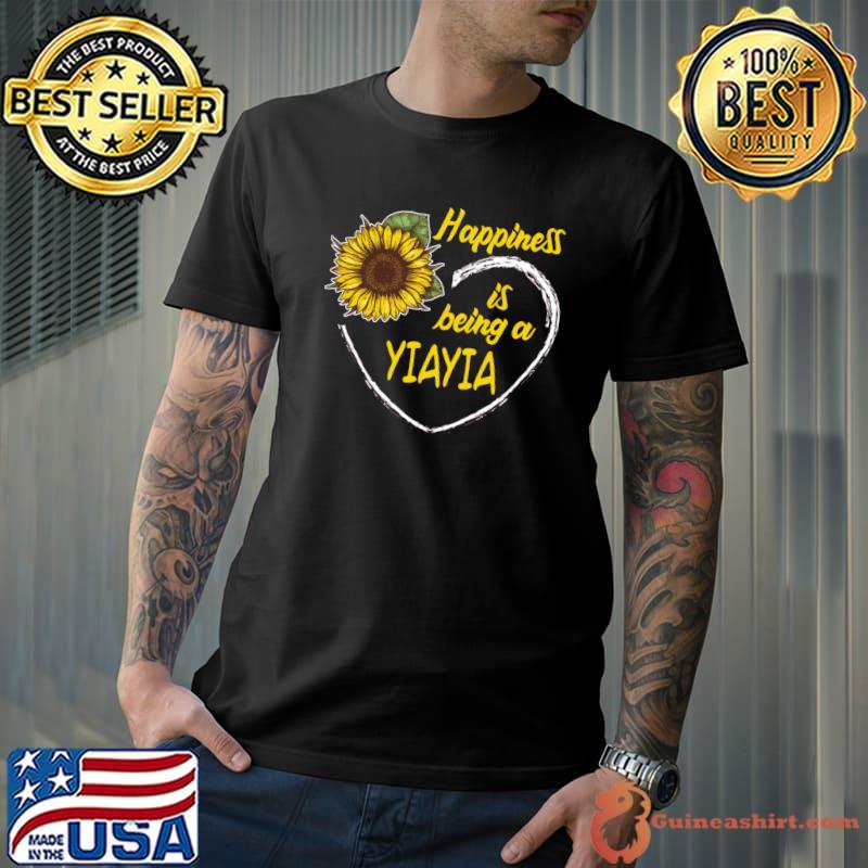 Happiness Is Being A Yiayia Sunflower Heart T-Shirt Unisex