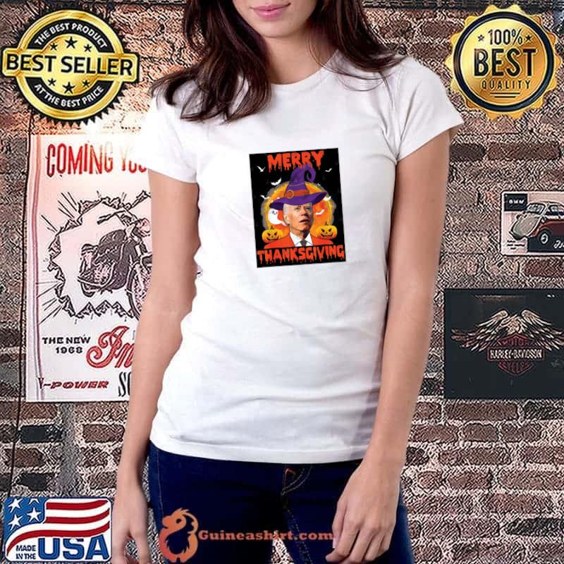 Joe bidden merry thanksgiving blood moon witch halloween T-Shirt Ladiestee