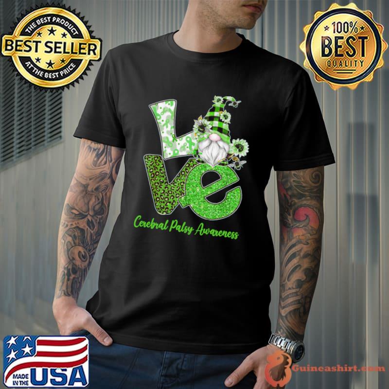 Love cerrebral palsy awarness gnome sunflower leopard T-Shirt