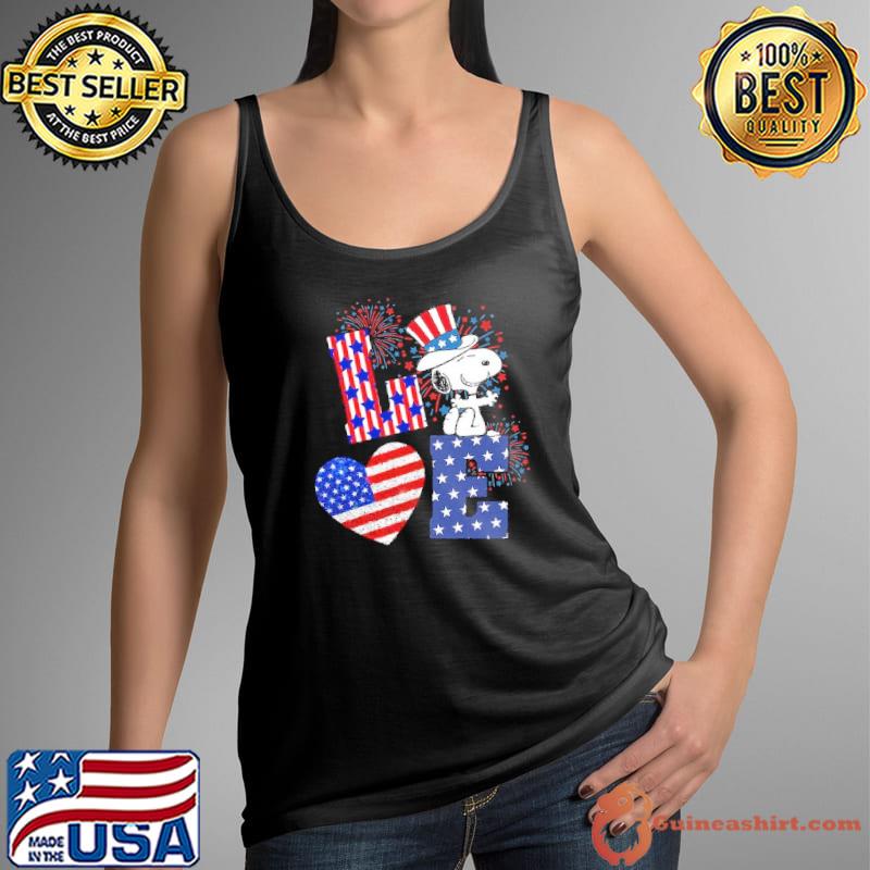 Love snoopy american flag fireworks 4th of july shirt