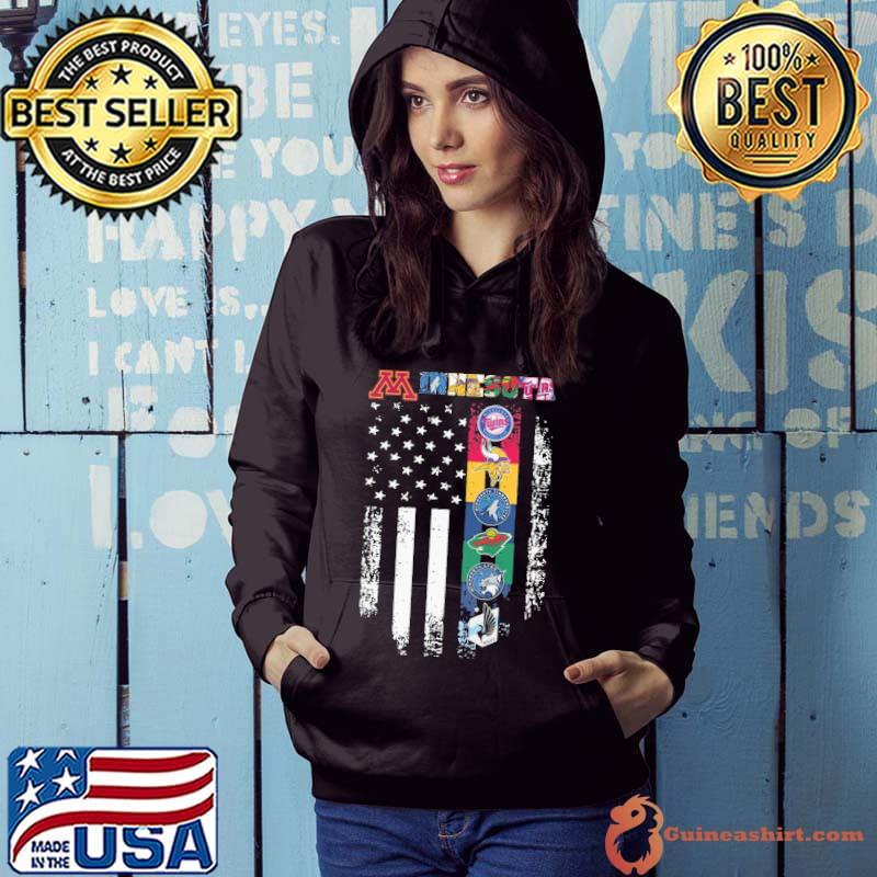 Minnesota Sport Team logo 2023 American flag s Hoodie