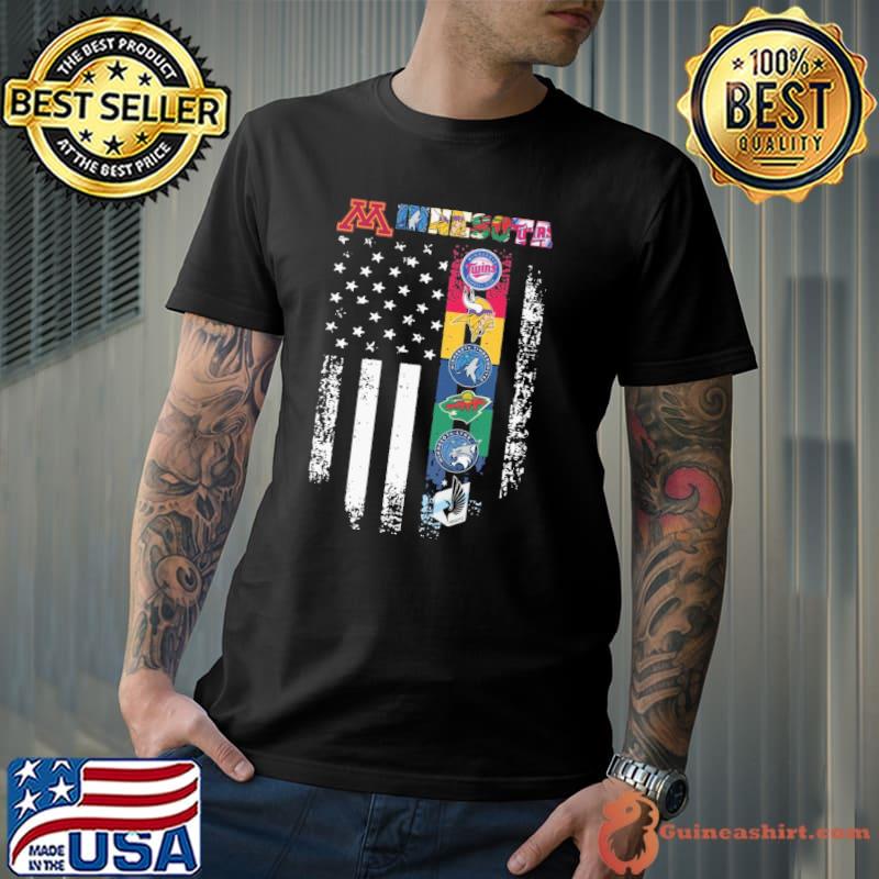 Minnesota Sport Team logo 2023 American flag shirt