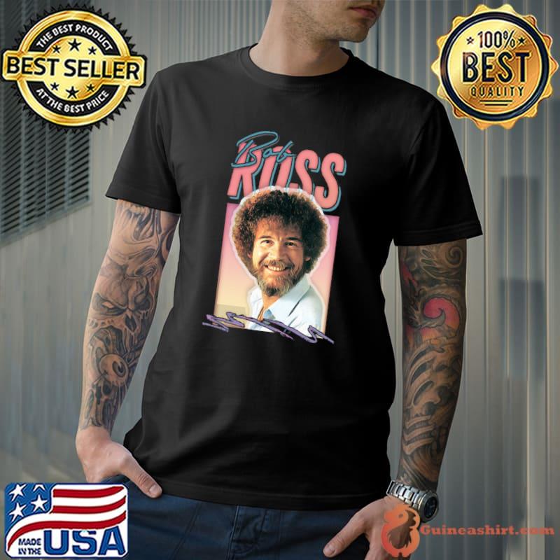 Nice bob Ross 80s Styled Aesthetic Fan Art T-Shirt Unisex
